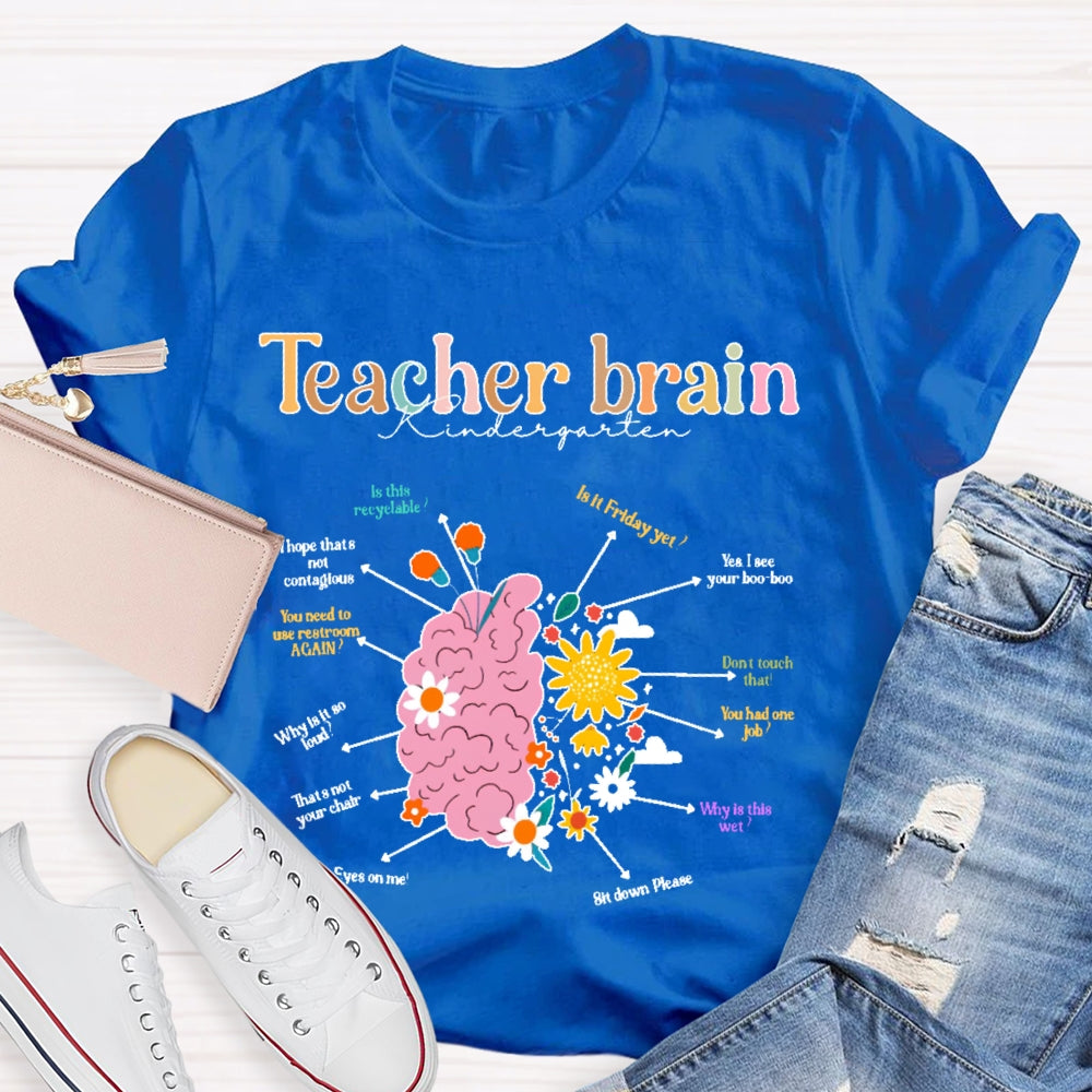 Personalized Grade Teacher Brain Kindergarten T-shirt