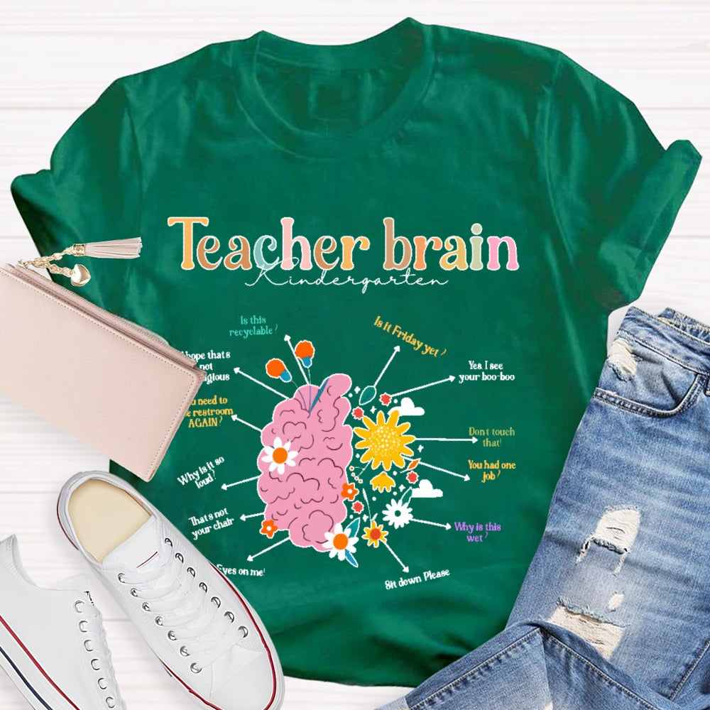 Personalized Grade Teacher Brain Kindergarten T-shirt
