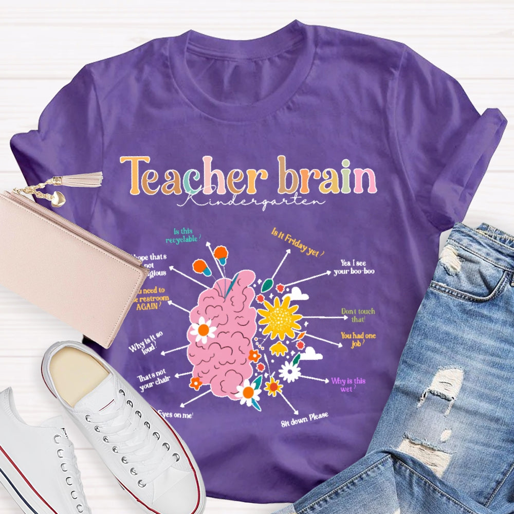 Personalized Grade Teacher Brain Kindergarten T-shirt