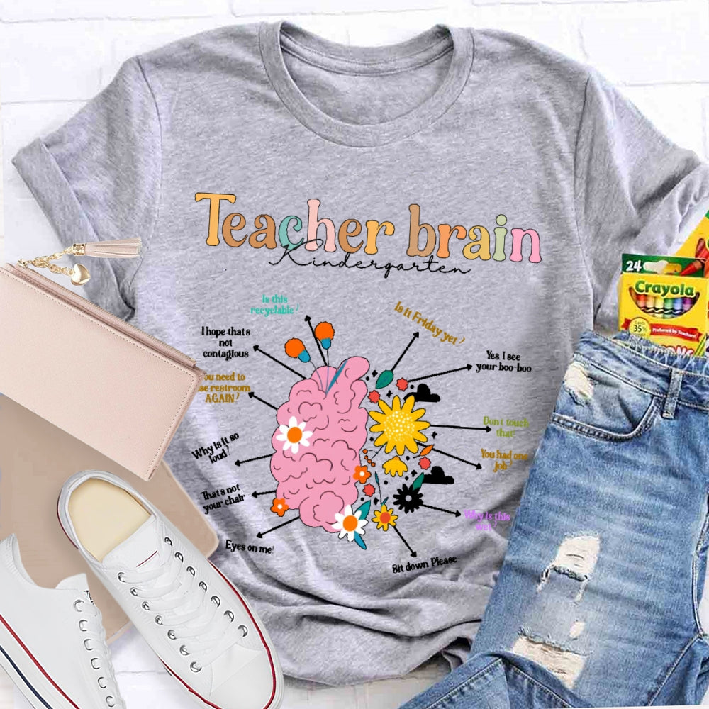 Personalized Grade Teacher Brain Kindergarten T-shirt