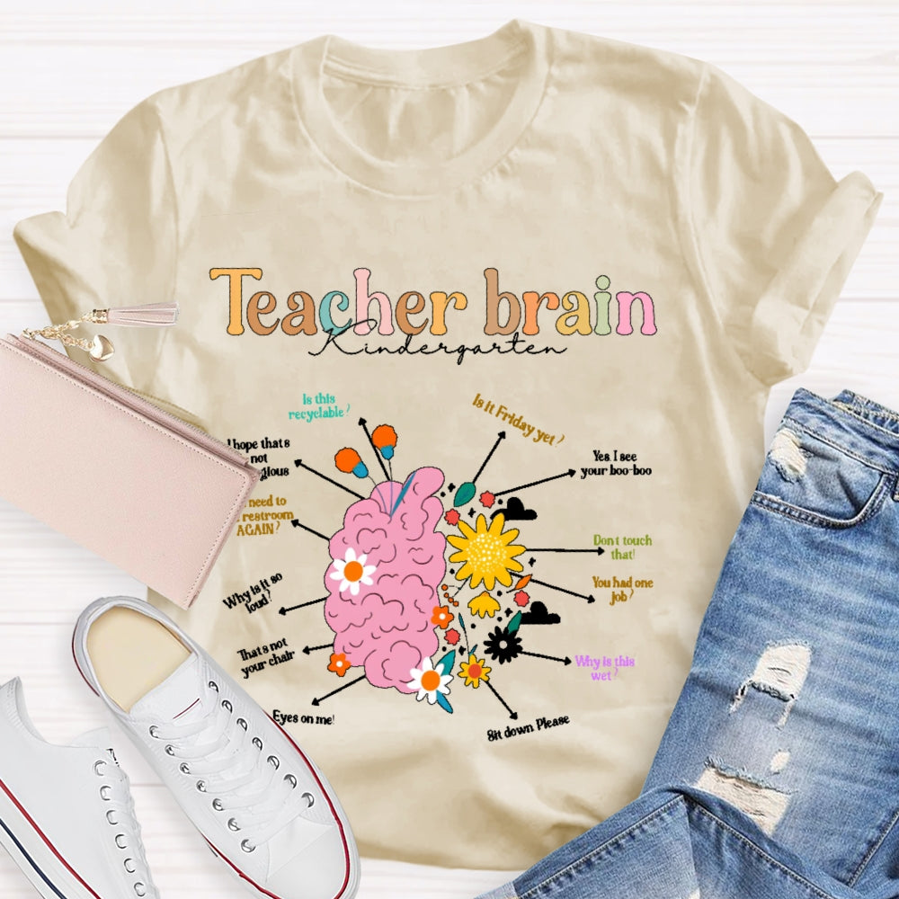 Personalized Grade Teacher Brain Kindergarten T-shirt