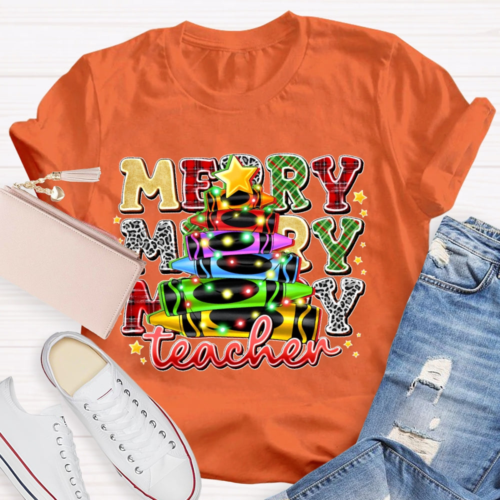 Christmas Colored Pencil Teacher T-shirt