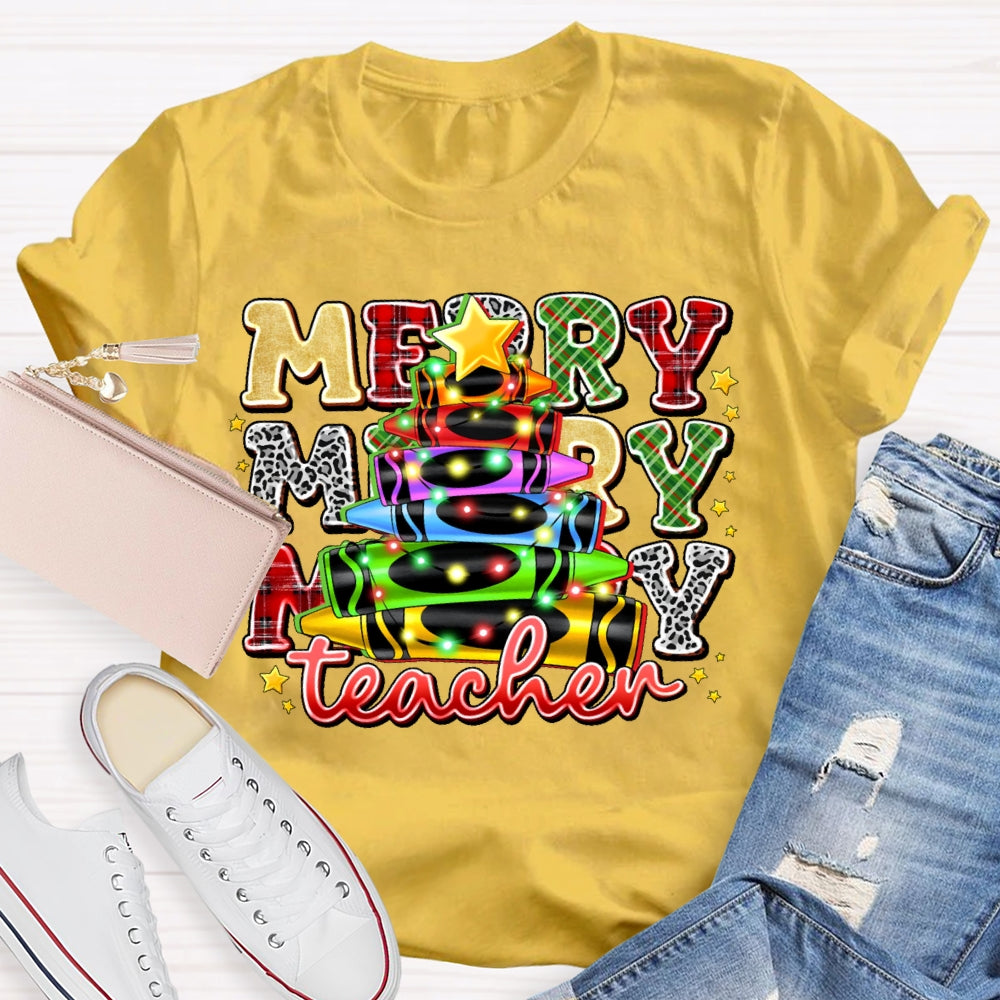 Christmas Colored Pencil Teacher T-shirt