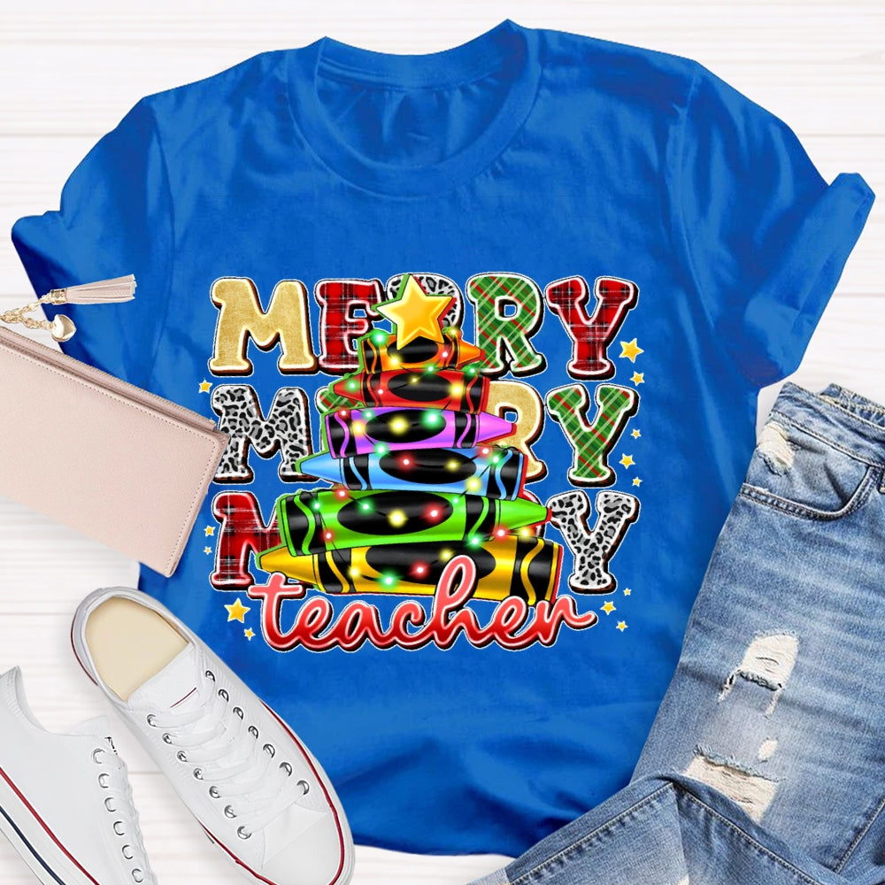 Christmas Colored Pencil Teacher T-shirt