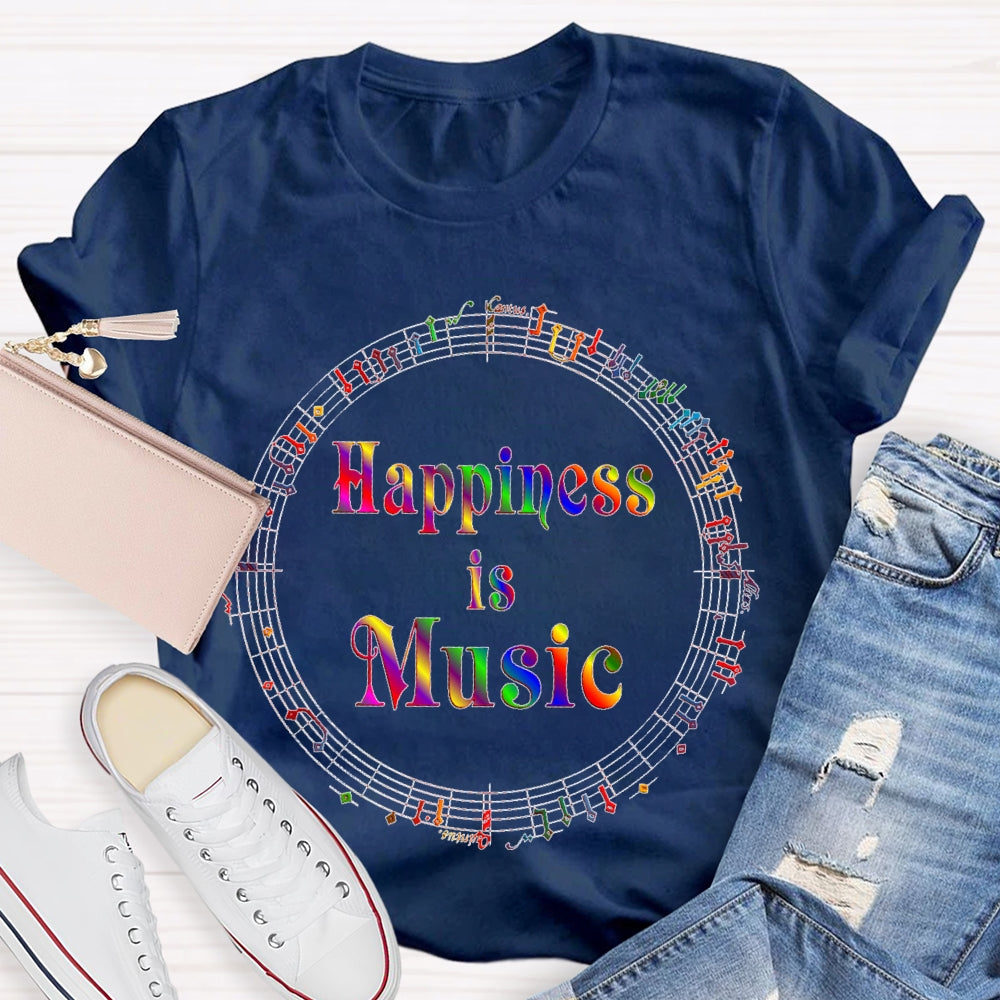 Happiness Is Music Colorful T-shirt