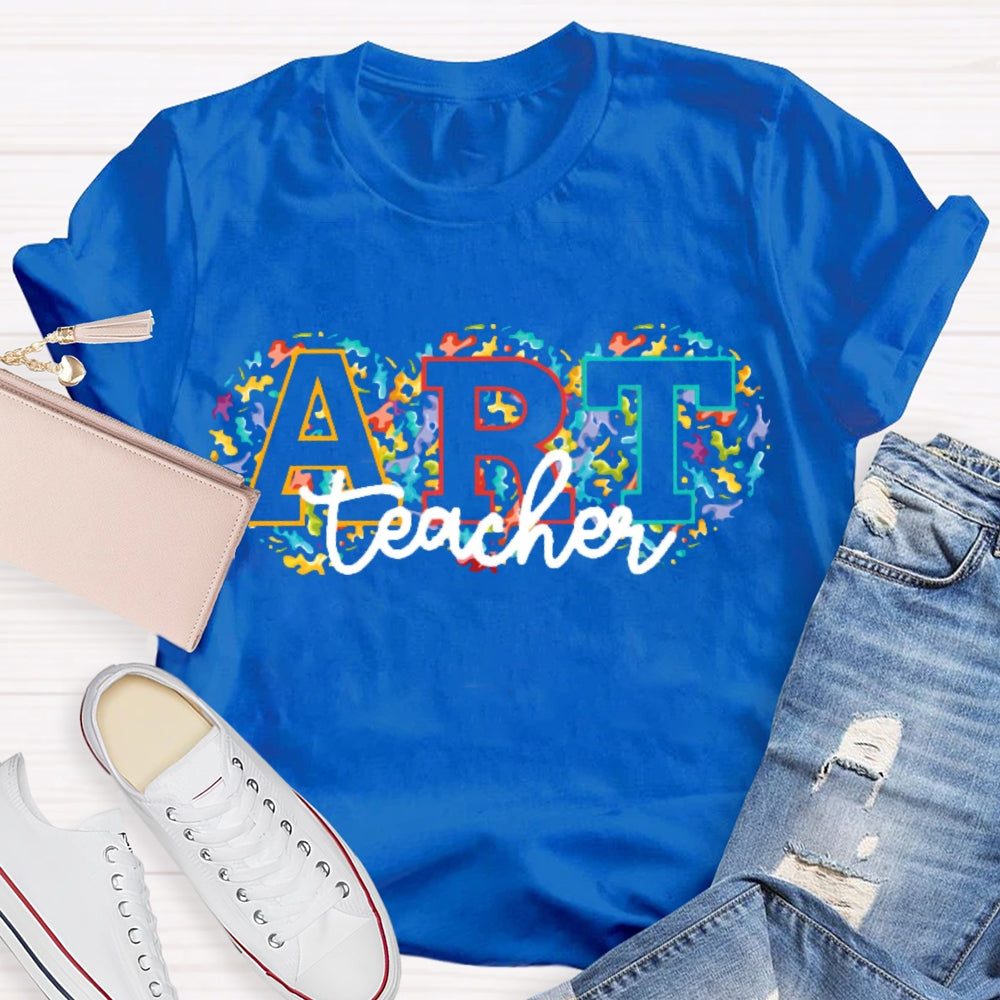 Art Teacher Flower Font T-shirt