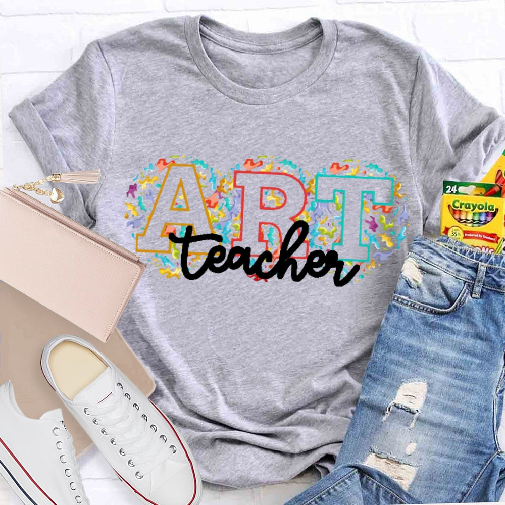 Art Teacher Flower Font T-shirt