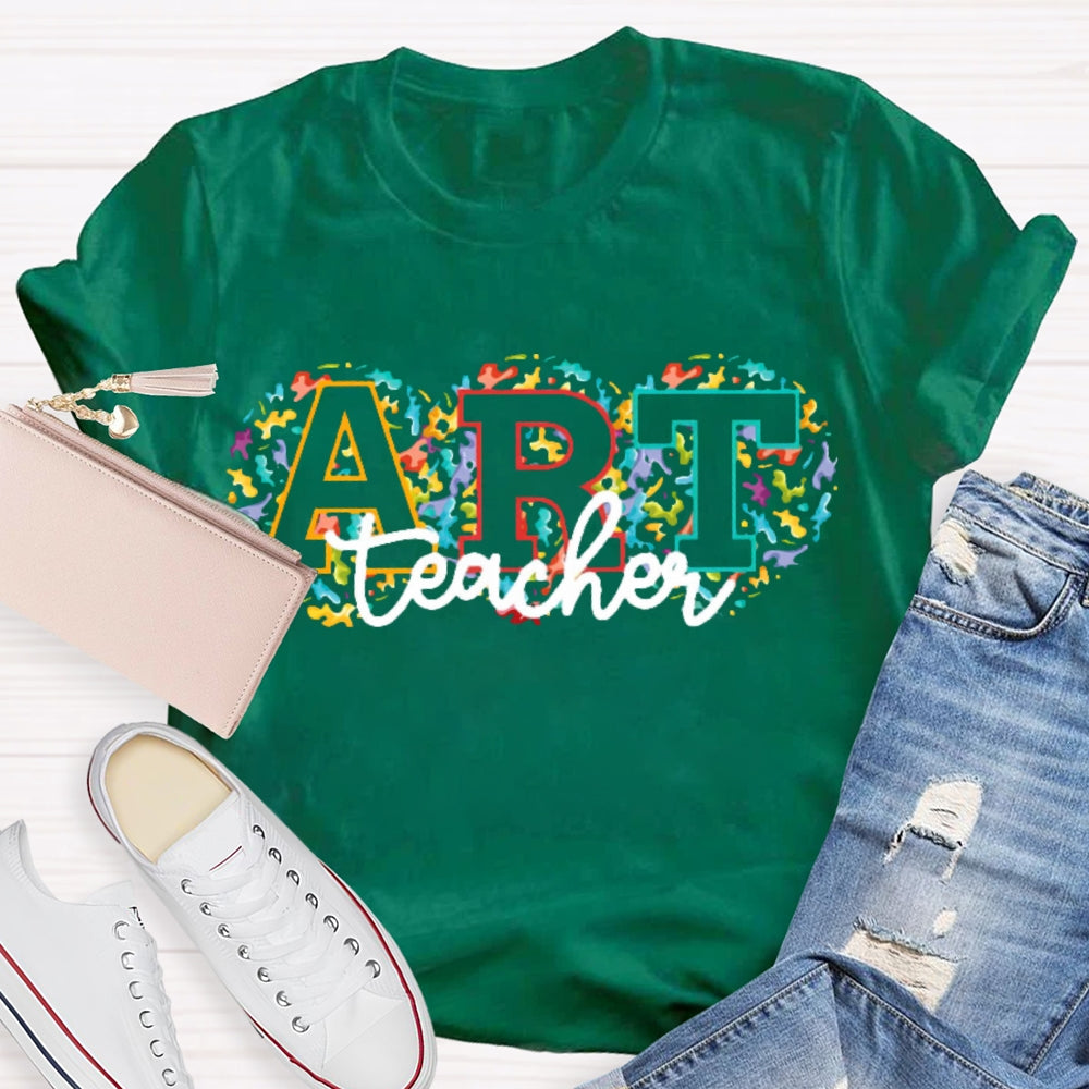 Art Teacher Flower Font T-shirt