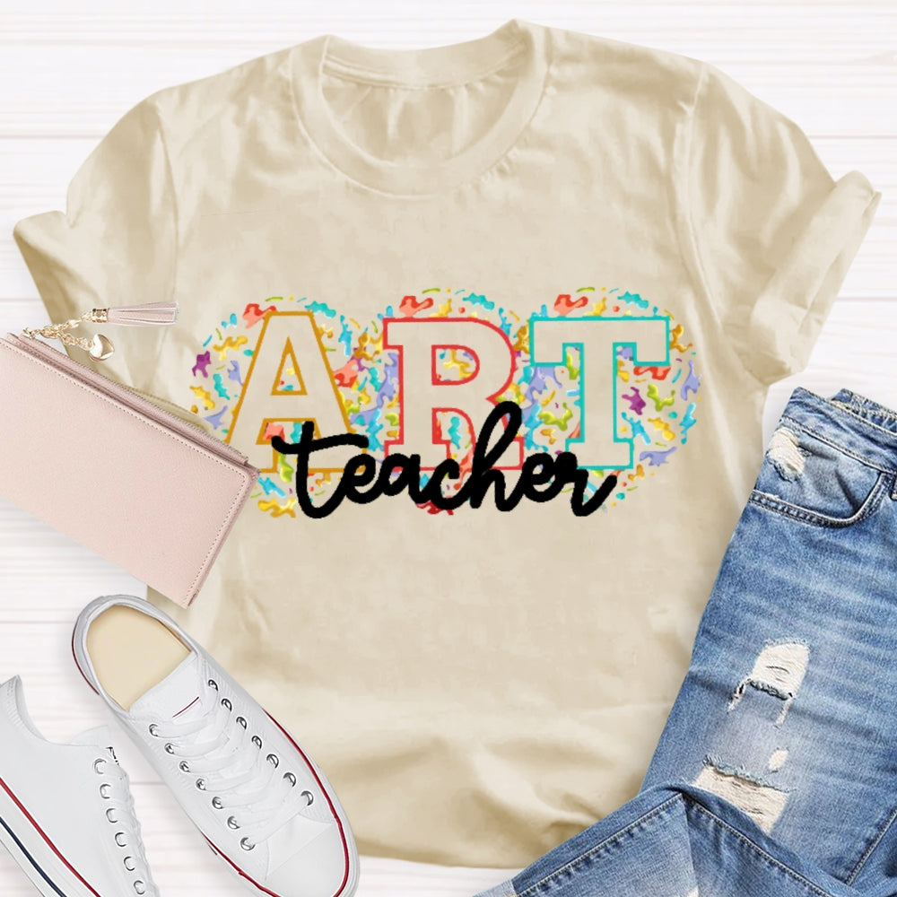 Art Teacher Flower Font T-shirt