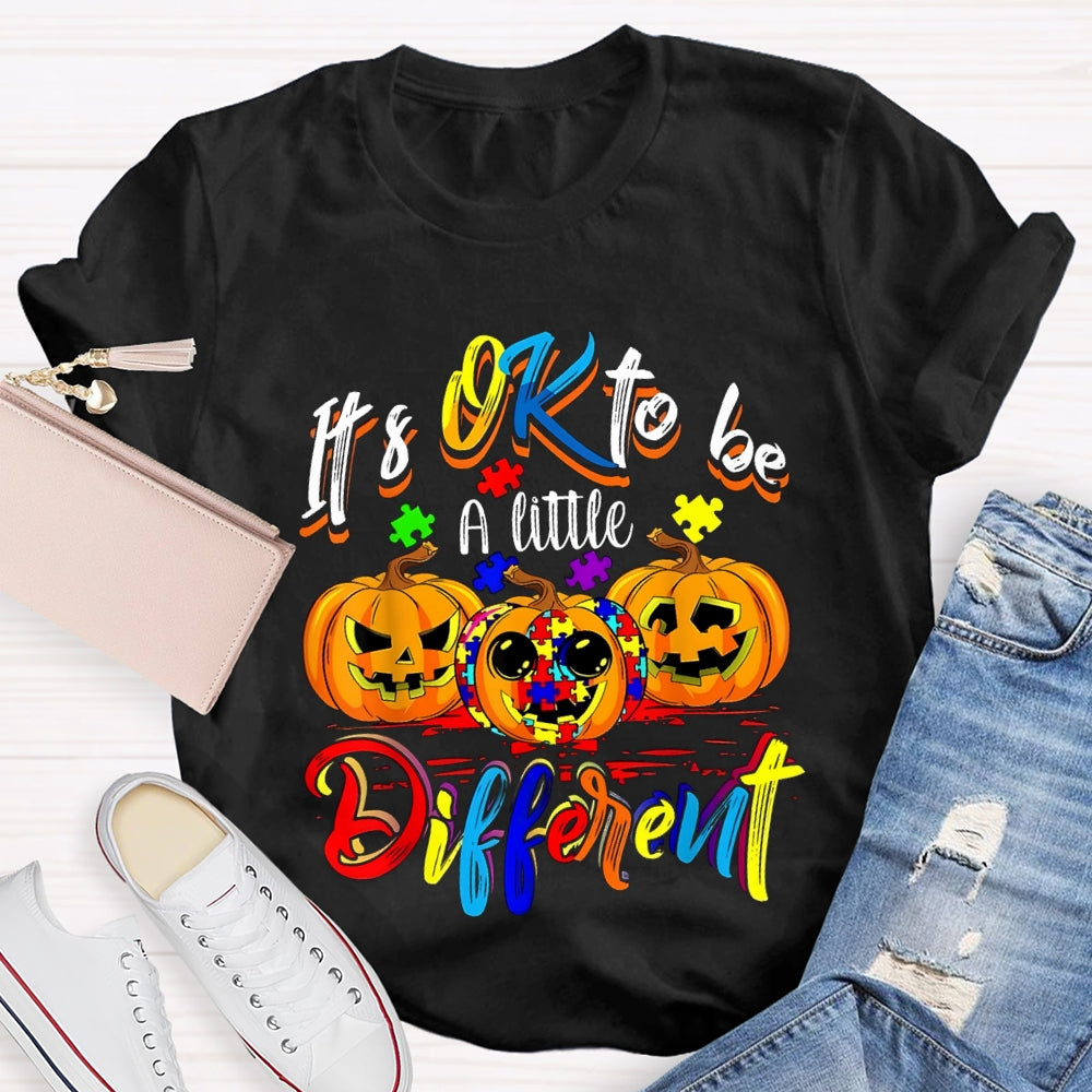 It'S Okay To Be A Little Different Tie-Dye Pumpkins And Colorful Fonts T-shirt