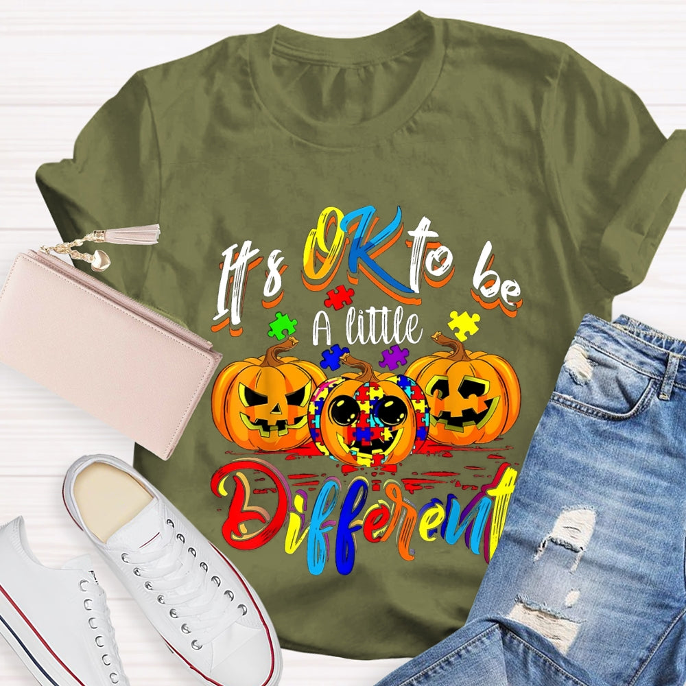It'S Okay To Be A Little Different Tie-Dye Pumpkins And Colorful Fonts T-shirt
