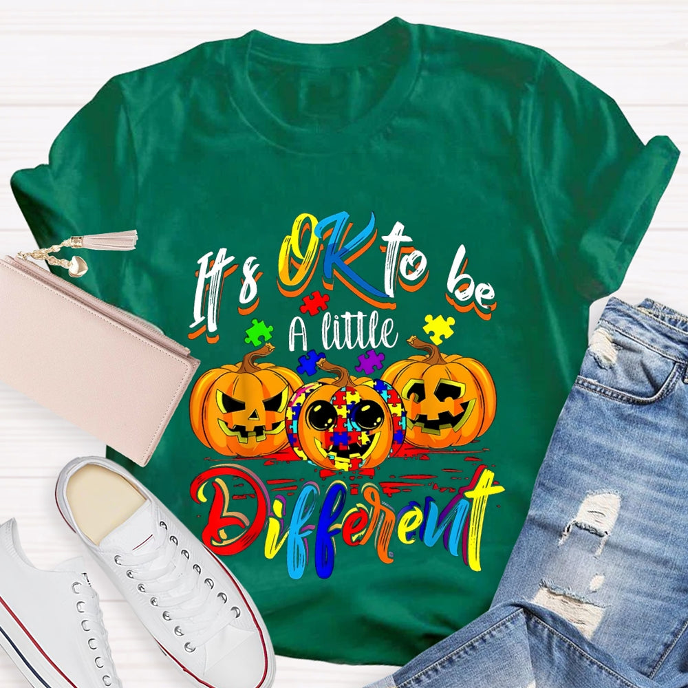 It'S Okay To Be A Little Different Tie-Dye Pumpkins And Colorful Fonts T-shirt