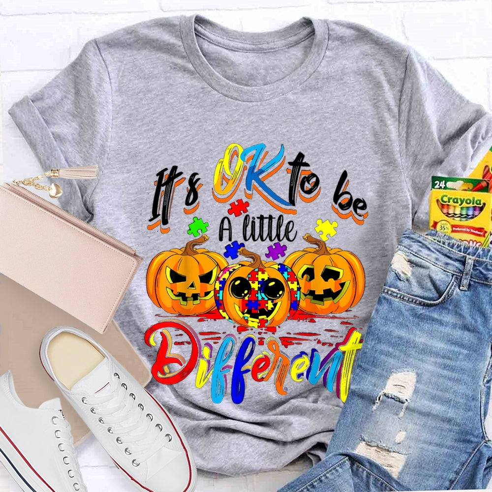 It'S Okay To Be A Little Different Tie-Dye Pumpkins And Colorful Fonts T-shirt