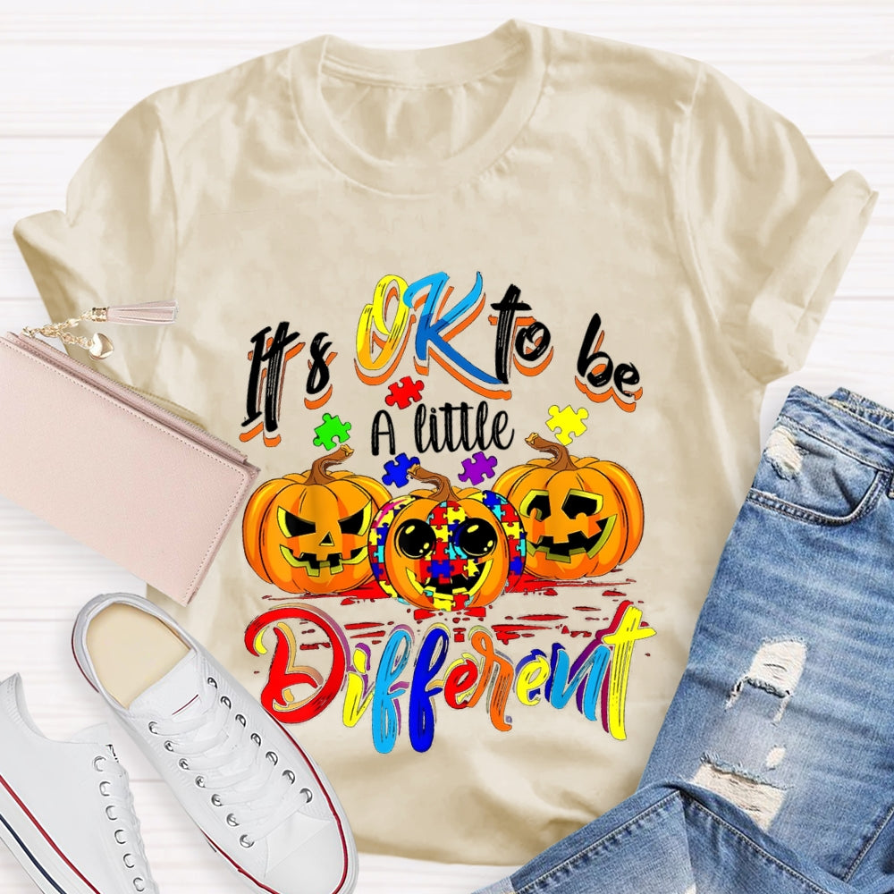 It'S Okay To Be A Little Different Tie-Dye Pumpkins And Colorful Fonts T-shirt