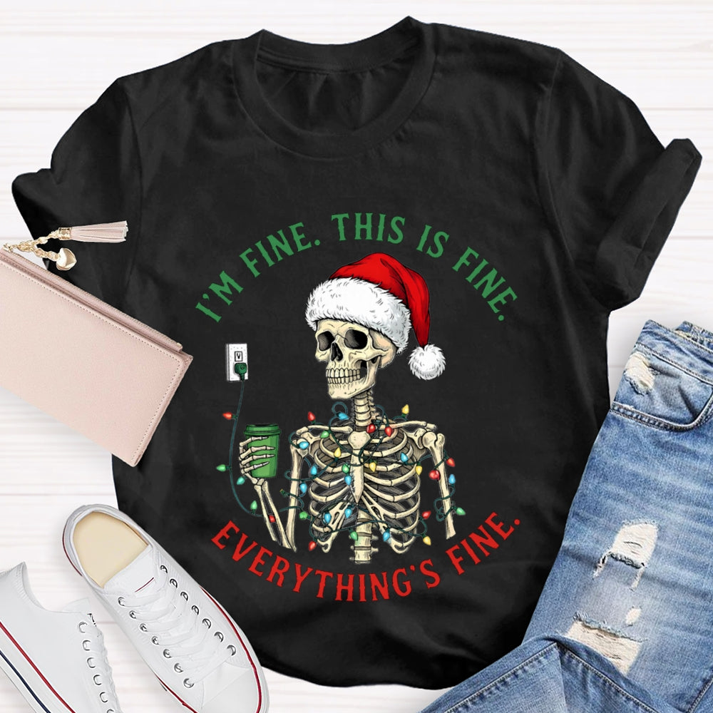I'M Fine This Is Fine Everything'S Fine Christmas Lights Lost T-shirt