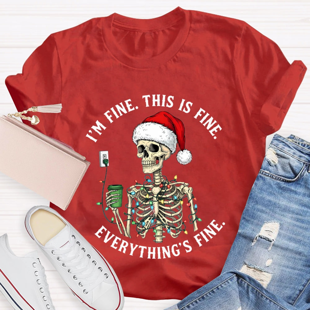 I'M Fine This Is Fine Everything'S Fine Christmas Lights Lost T-shirt