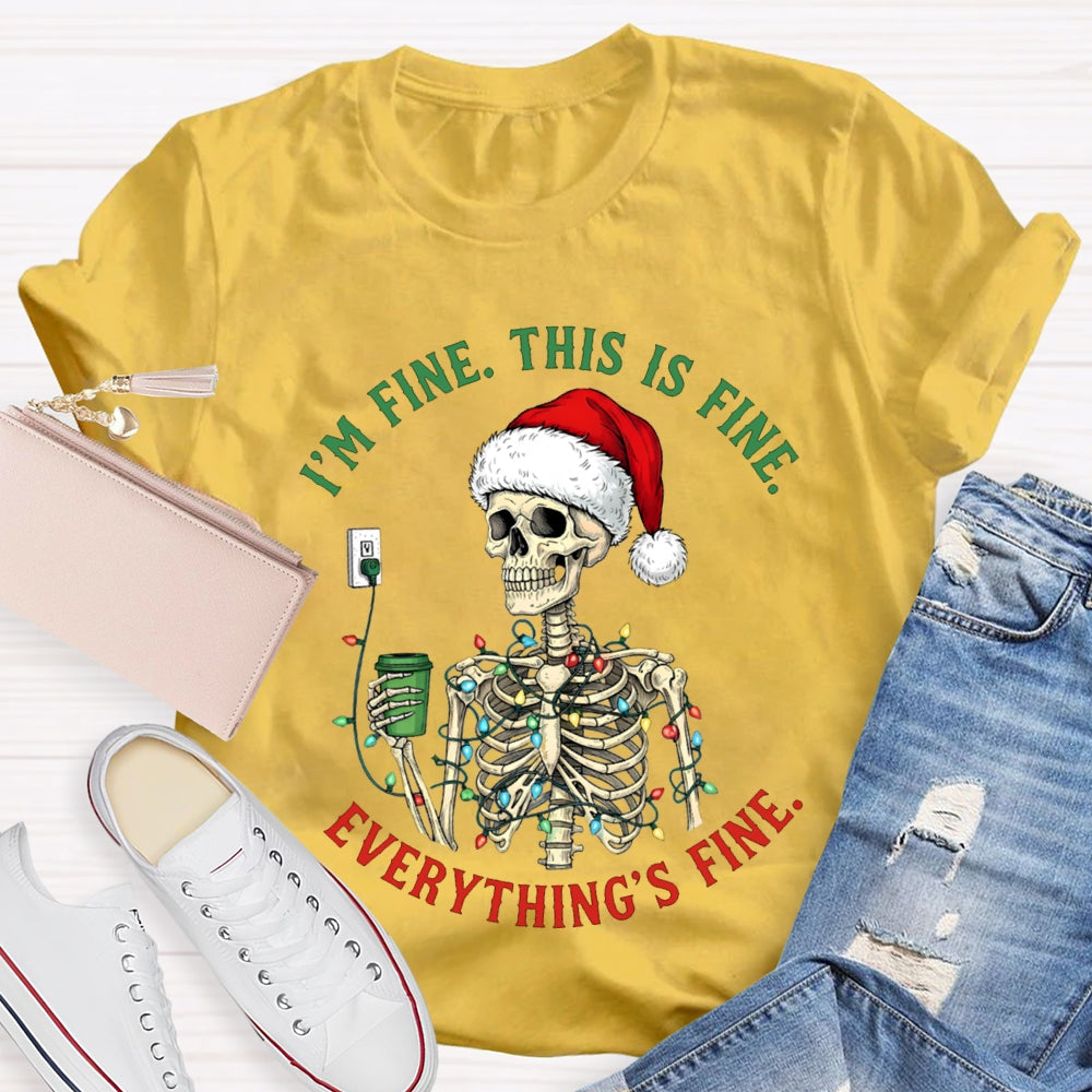 I'M Fine This Is Fine Everything'S Fine Christmas Lights Lost T-shirt