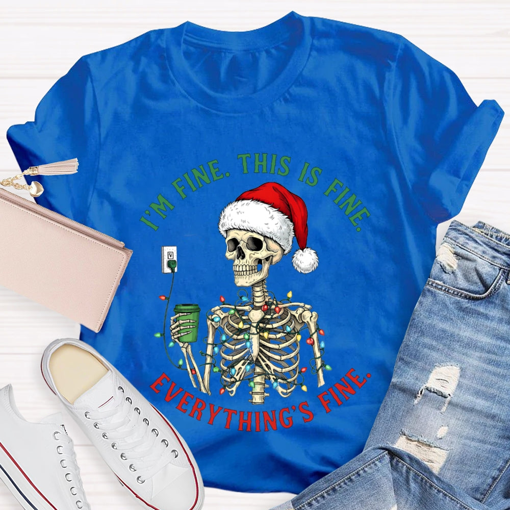 I'M Fine This Is Fine Everything'S Fine Christmas Lights Lost T-shirt