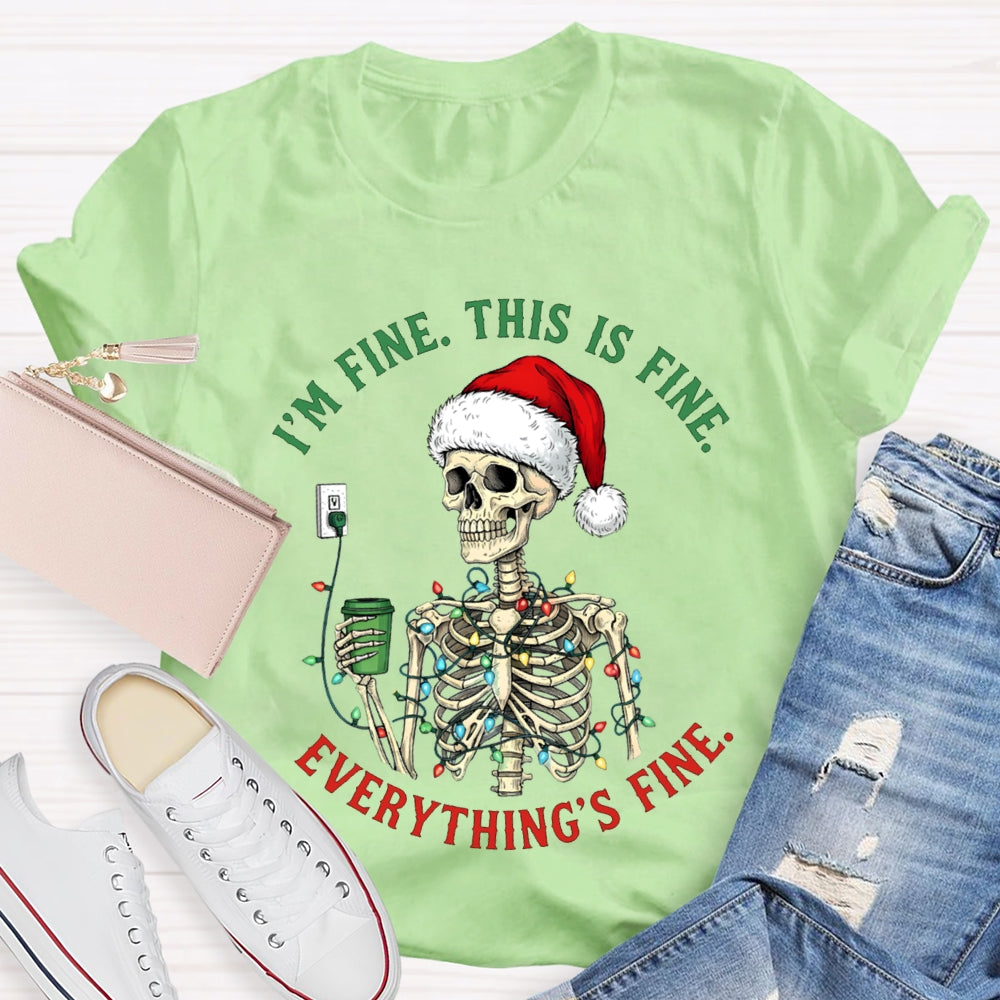 I'M Fine This Is Fine Everything'S Fine Christmas Lights Lost T-shirt