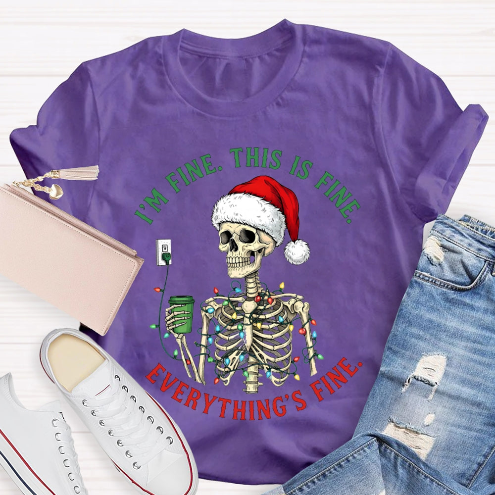I'M Fine This Is Fine Everything'S Fine Christmas Lights Lost T-shirt