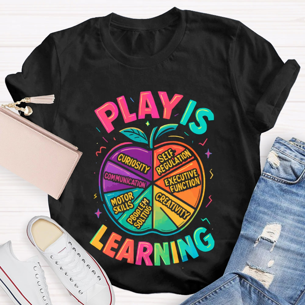 Play Is Learning Colorful Apple T-shirt