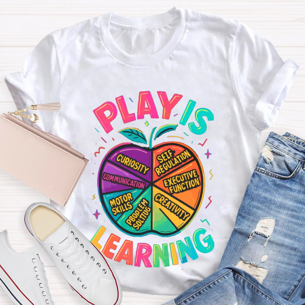 Play Is Learning Colorful Apple T-shirt