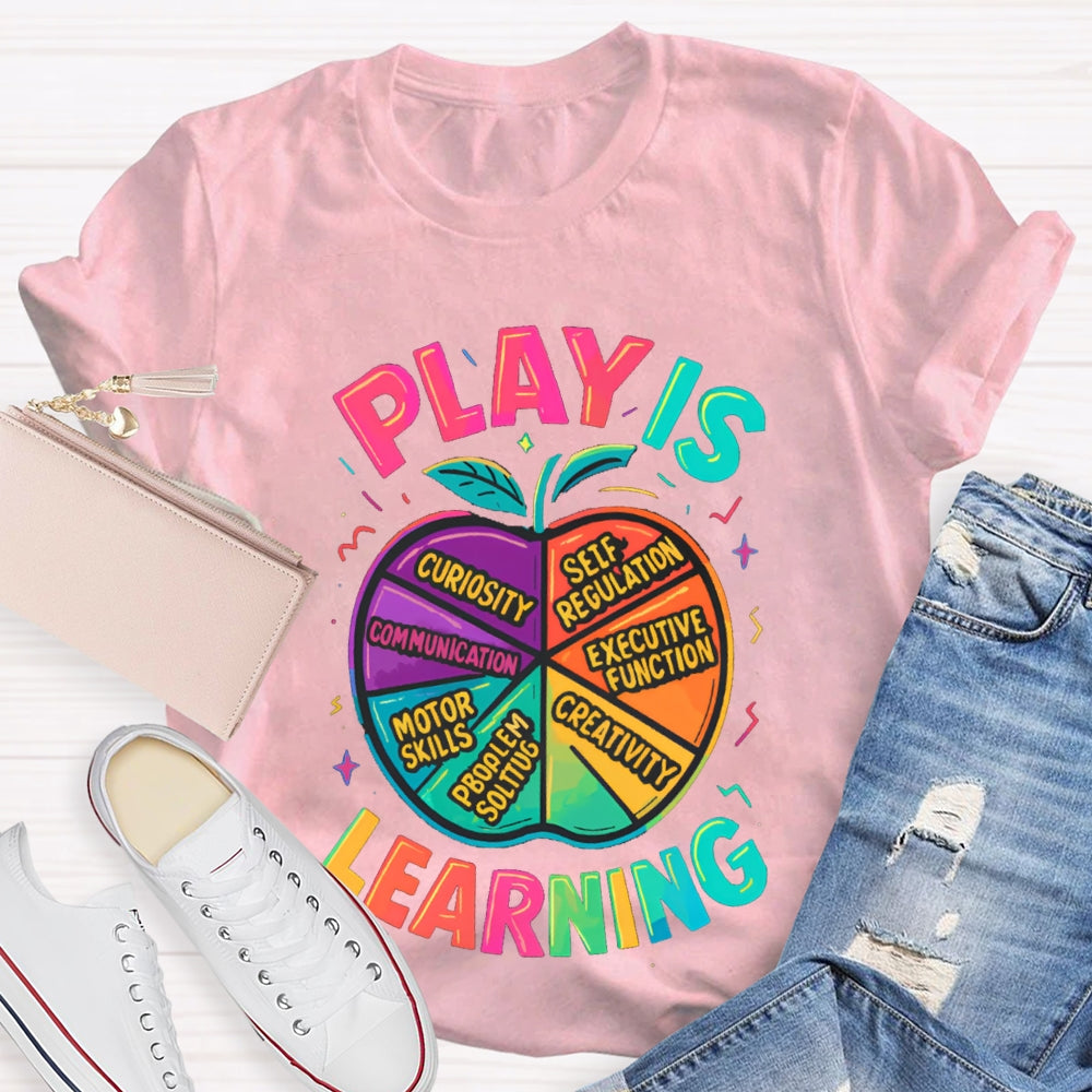 Play Is Learning Colorful Apple T-shirt