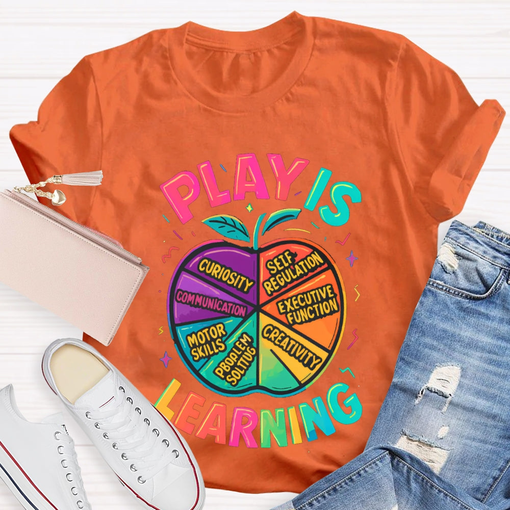 Play Is Learning Colorful Apple T-shirt