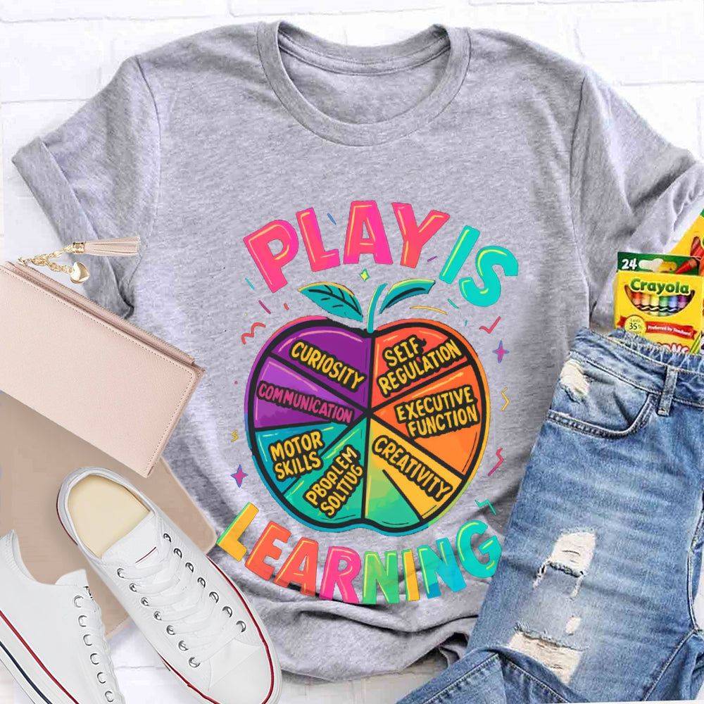 Play Is Learning Colorful Apple T-shirt