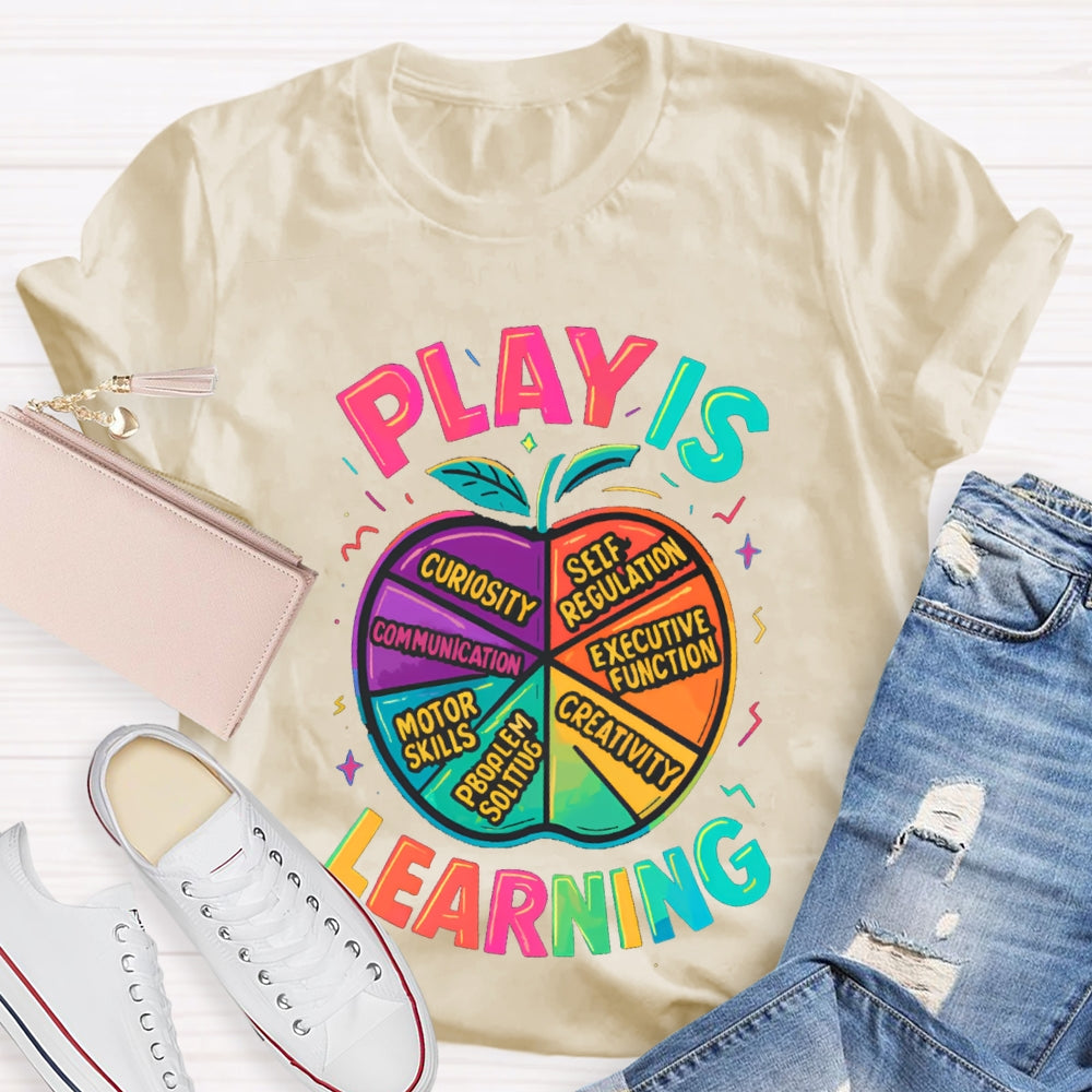 Play Is Learning Colorful Apple T-shirt