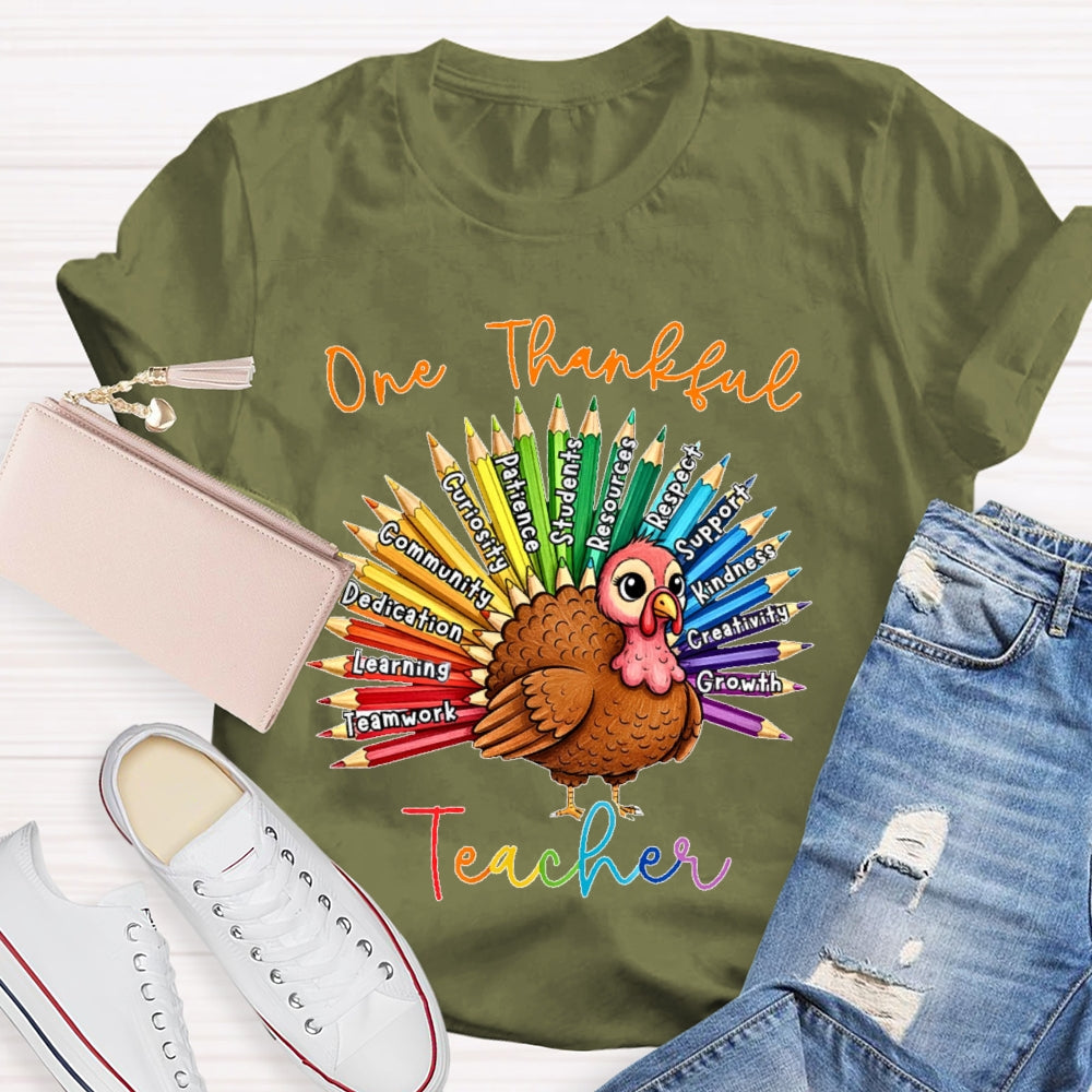 One Thankful Teacher Thanksgiving T-shirt