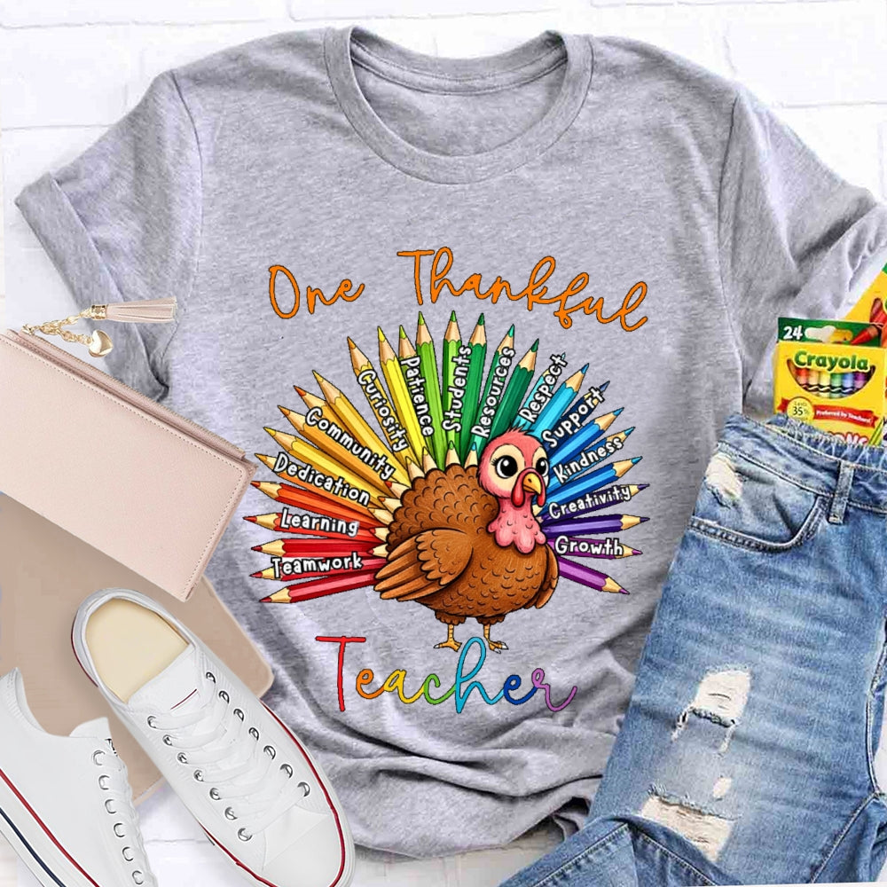 One Thankful Teacher Thanksgiving T-shirt