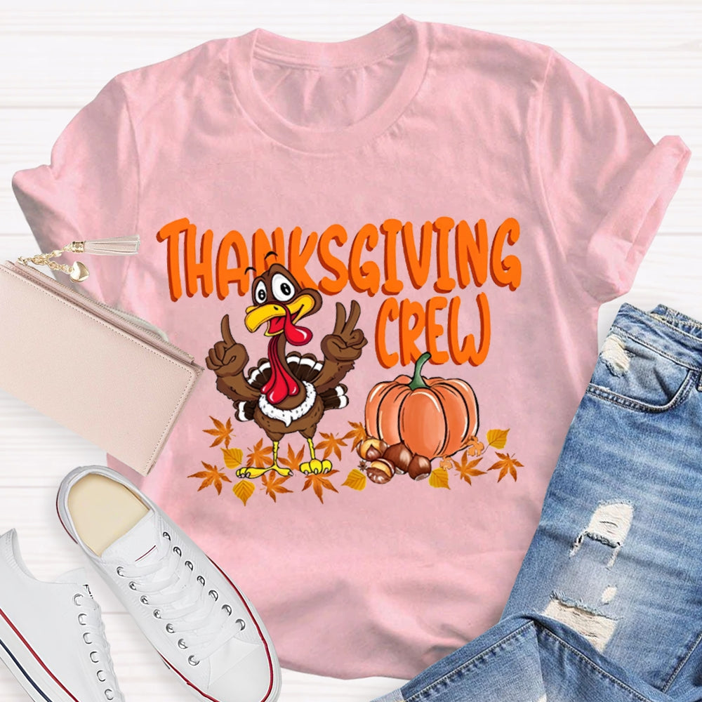 Thanksgiving Crew Turkey Pumpkin And Maple Leaves T-shirt