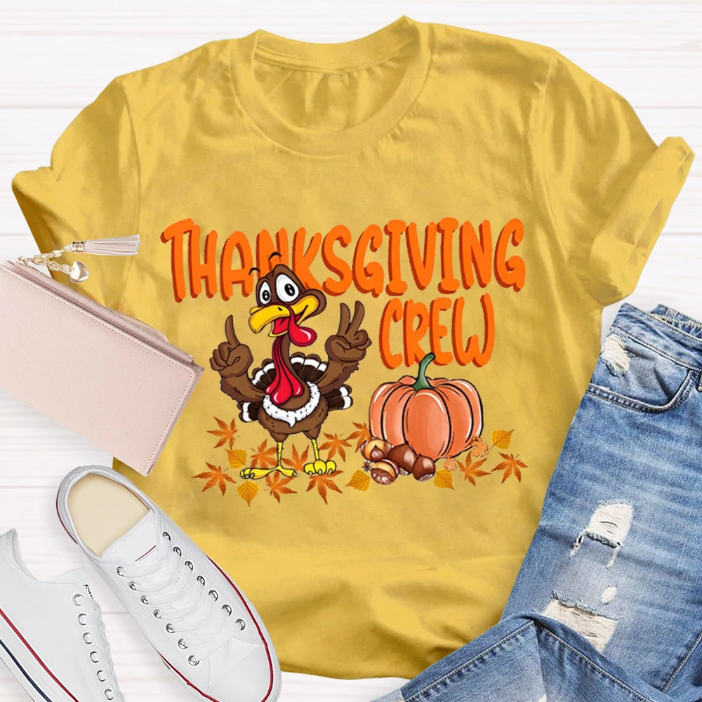 Thanksgiving Crew Turkey Pumpkin And Maple Leaves T-shirt