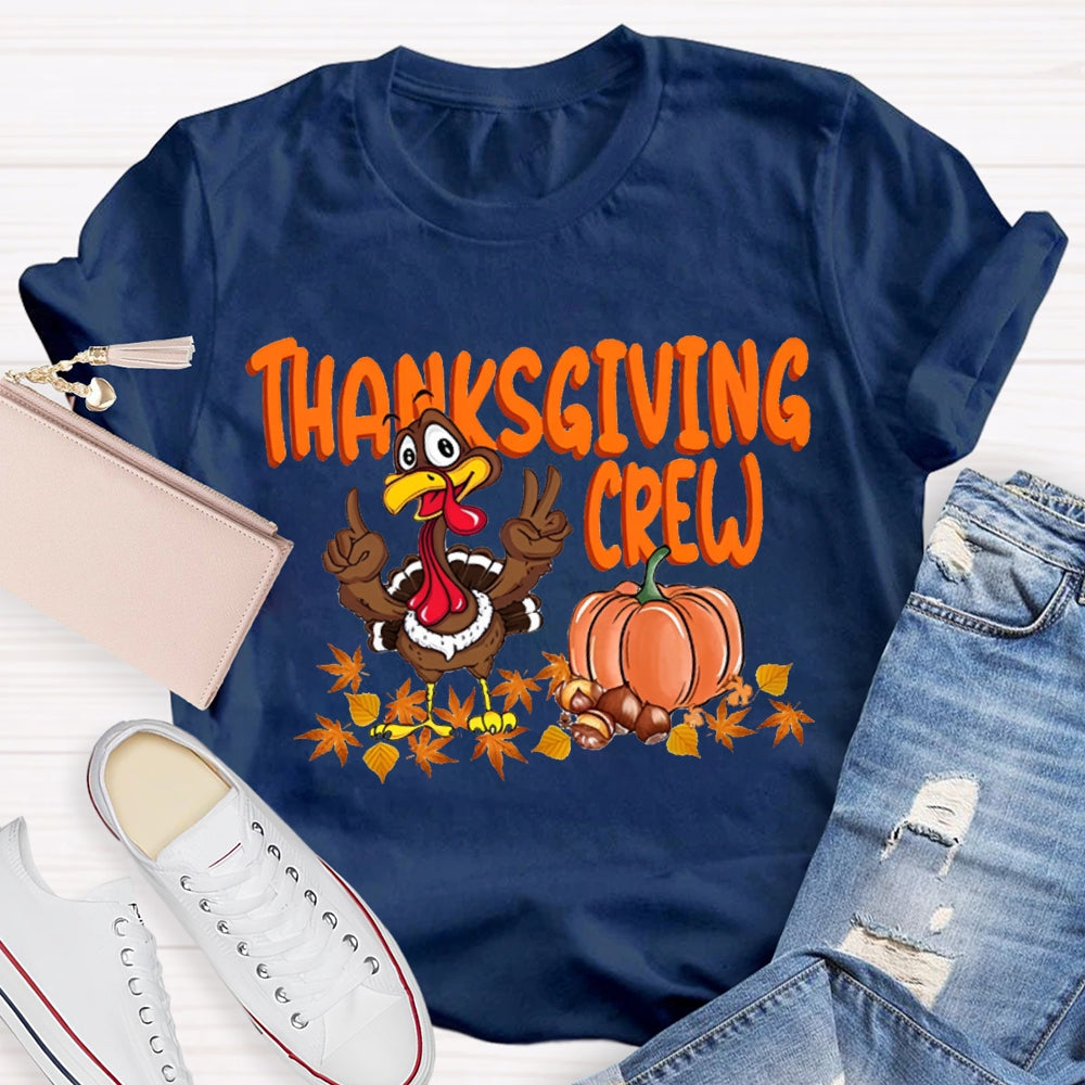 Thanksgiving Crew Turkey Pumpkin And Maple Leaves T-shirt