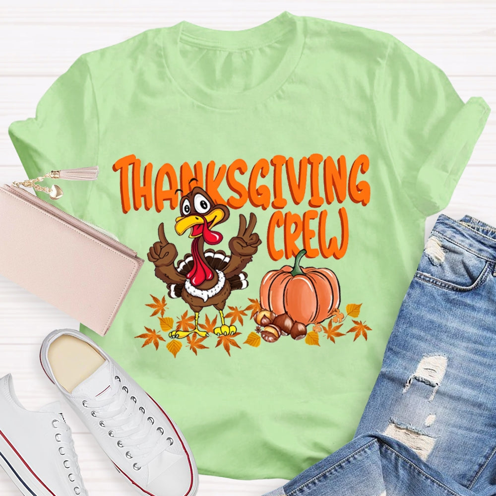 Thanksgiving Crew Turkey Pumpkin And Maple Leaves T-shirt