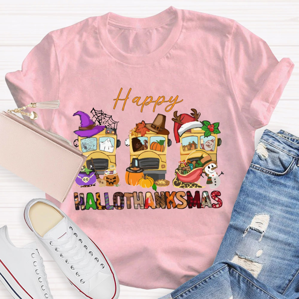 Happy Hallothanksmas Color Fonts T-shirt