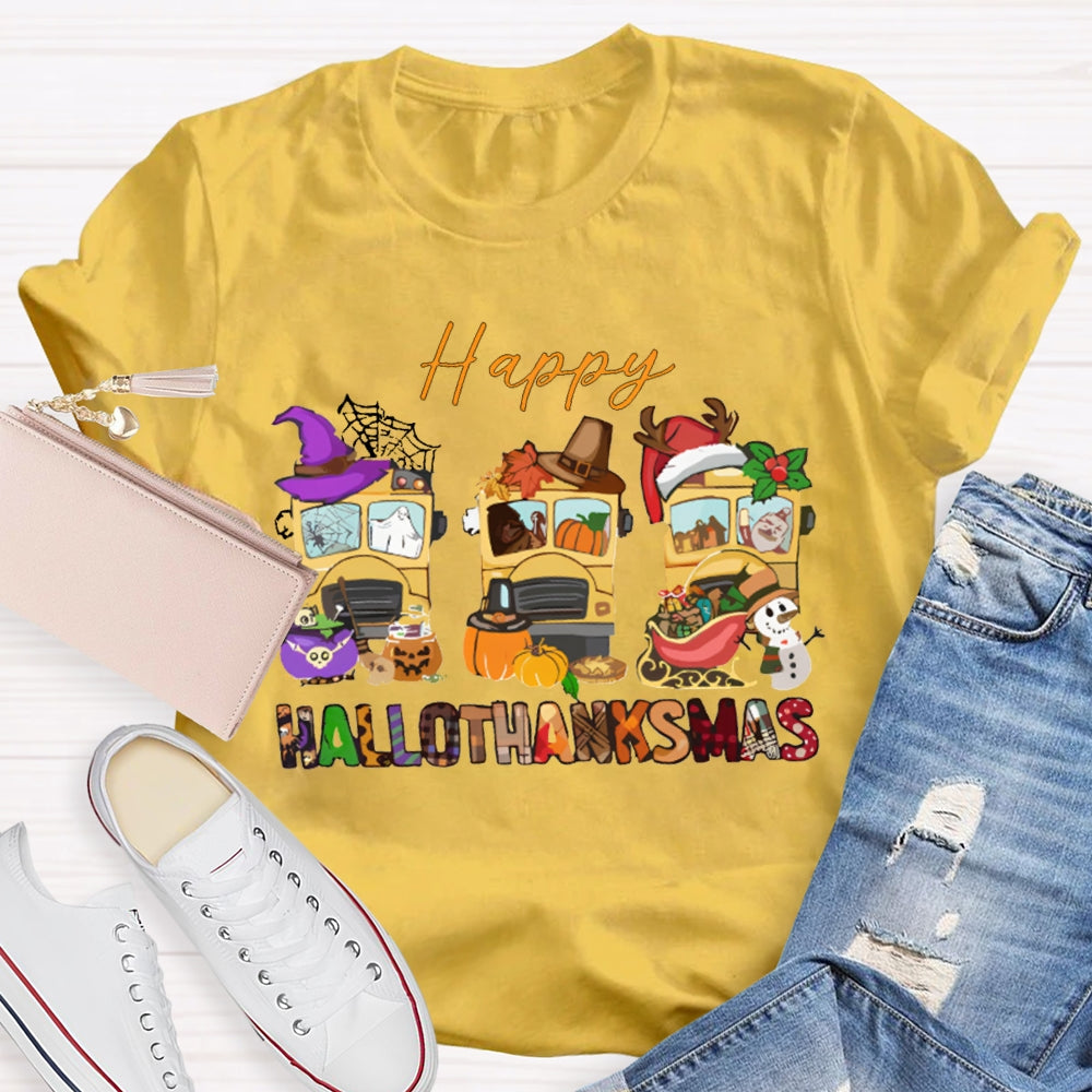 Happy Hallothanksmas Color Fonts T-shirt