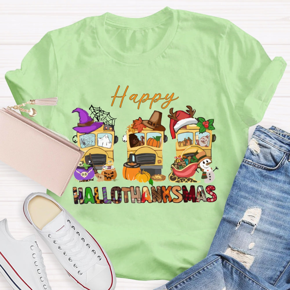 Happy Hallothanksmas Color Fonts T-shirt