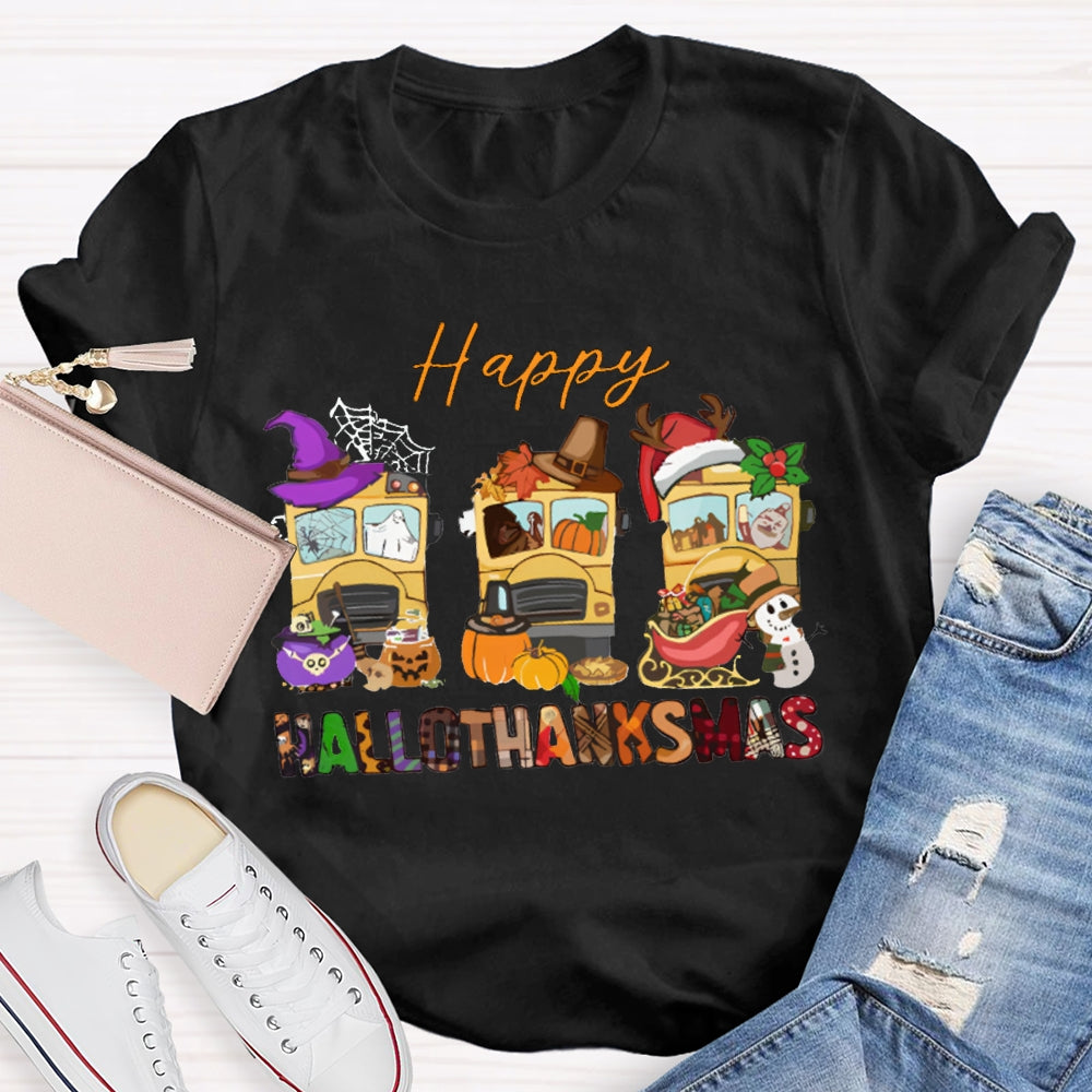 Happy Hallothanksmas Color Fonts T-shirt
