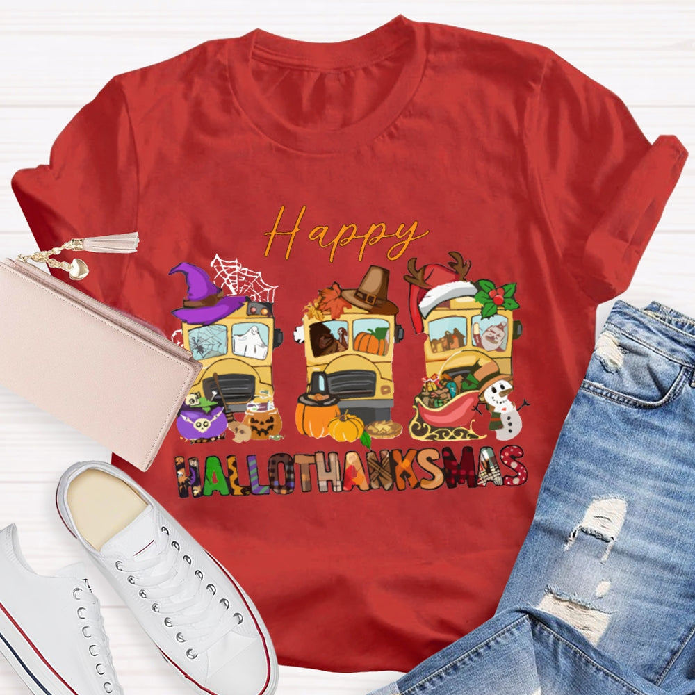 Happy Hallothanksmas Color Fonts T-shirt