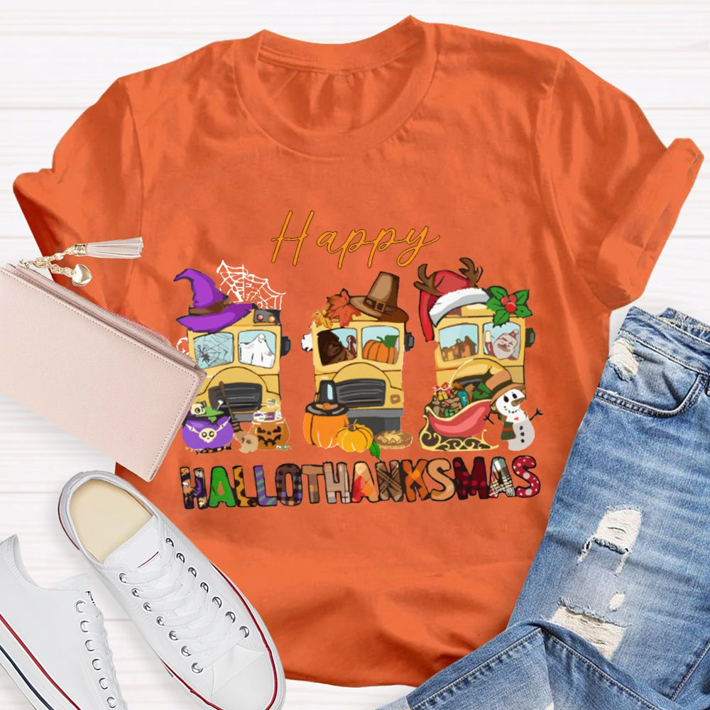 Happy Hallothanksmas Color Fonts T-shirt