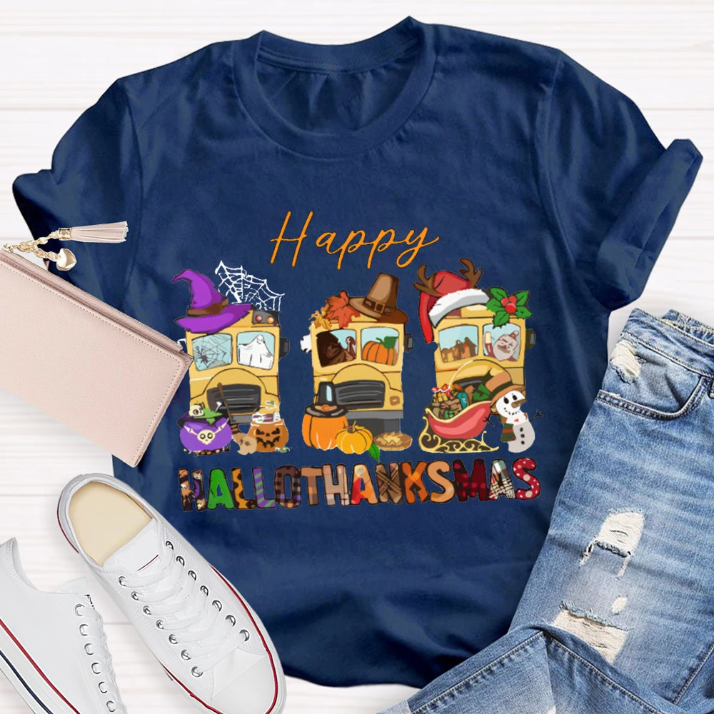 Happy Hallothanksmas Color Fonts T-shirt