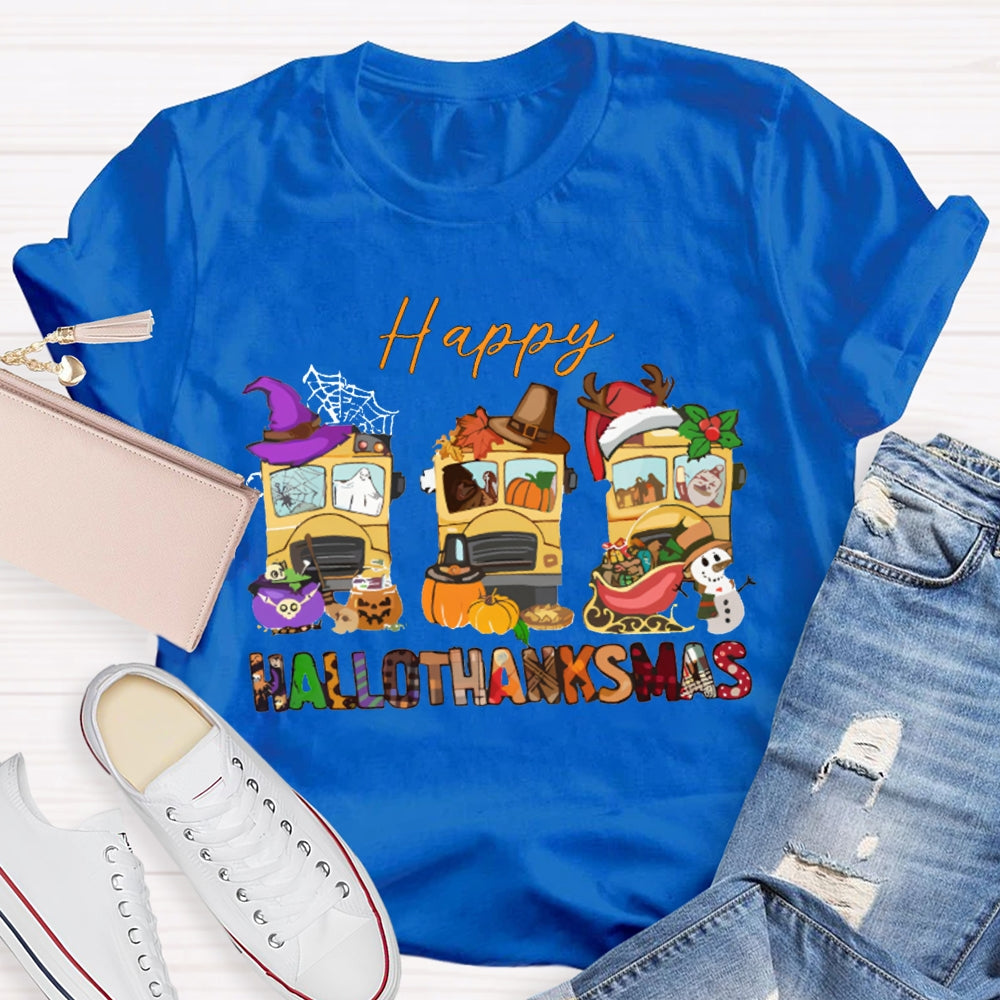 Happy Hallothanksmas Color Fonts T-shirt