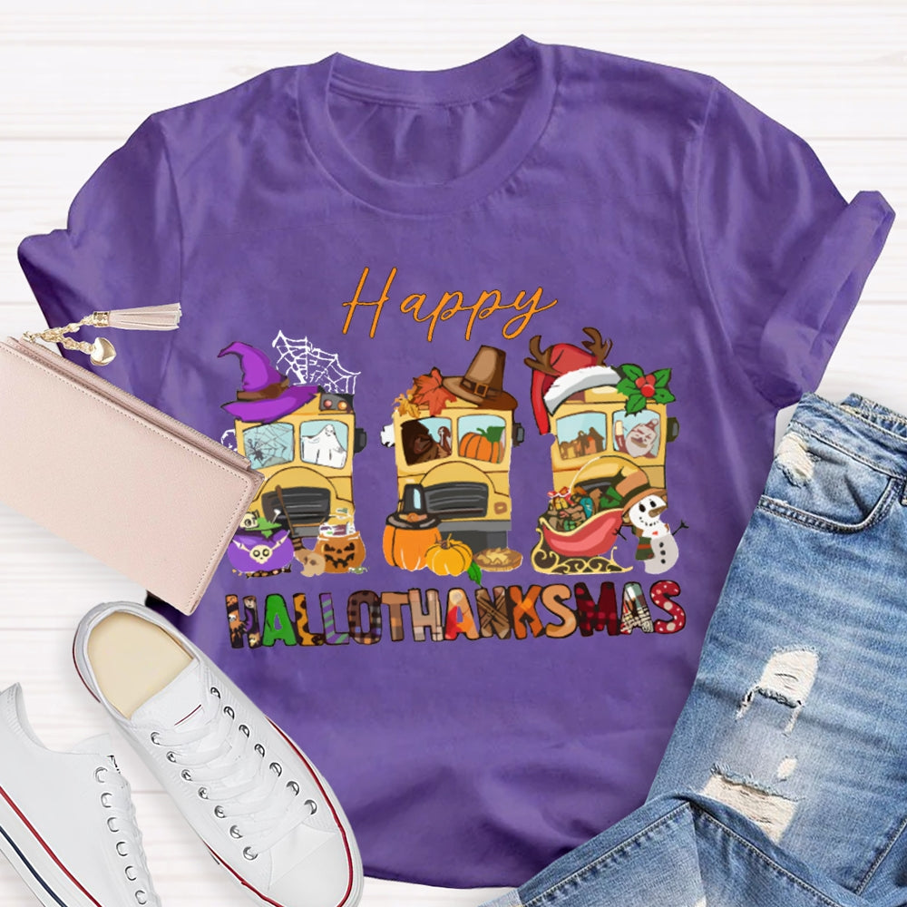 Happy Hallothanksmas Color Fonts T-shirt