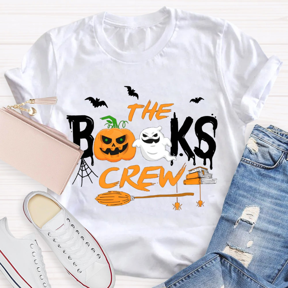 The Books Crew Pumpkin Ghost And Broom Halloween T-shirt