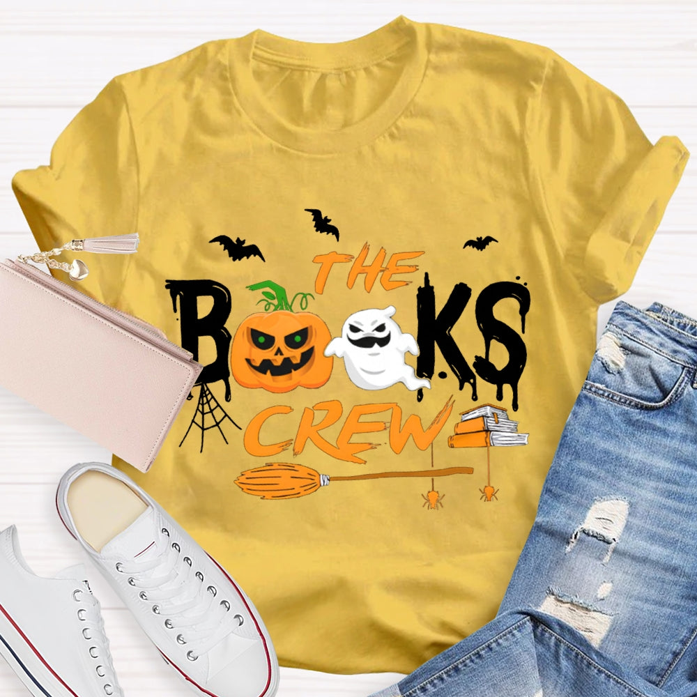 The Books Crew Pumpkin Ghost And Broom Halloween T-shirt