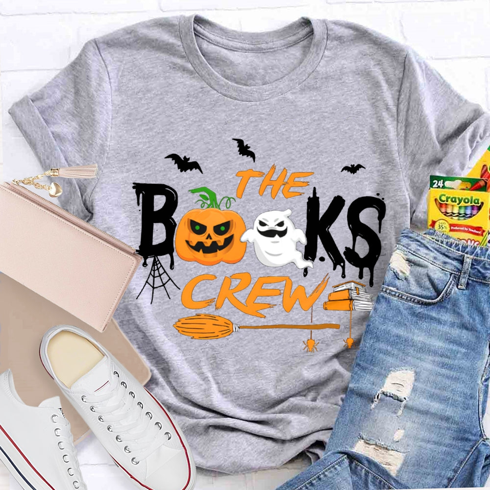 The Books Crew Pumpkin Ghost And Broom Halloween T-shirt