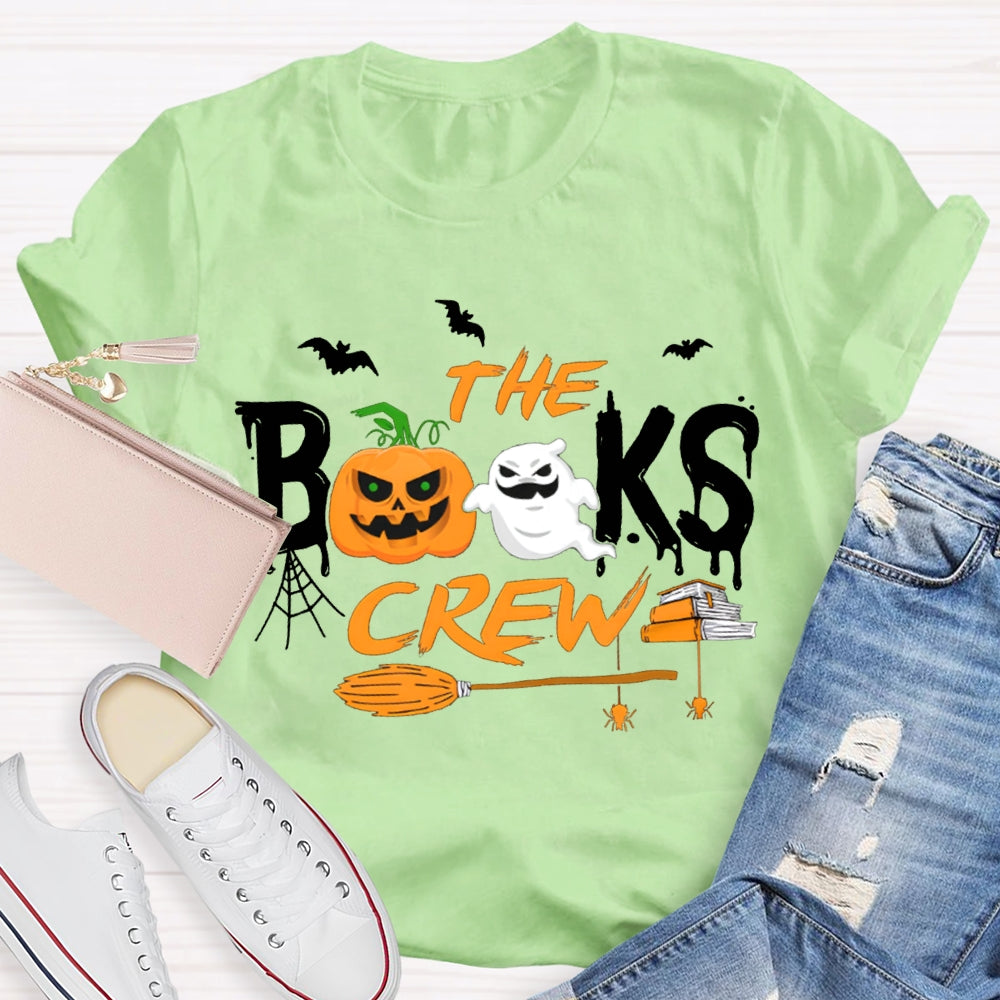 The Books Crew Pumpkin Ghost And Broom Halloween T-shirt