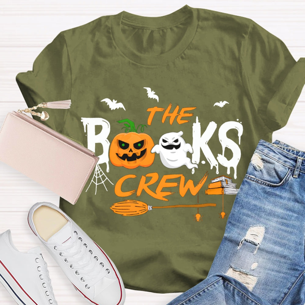 The Books Crew Pumpkin Ghost And Broom Halloween T-shirt